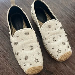 White Rebecca Minkoff espadrilles with silver charms
